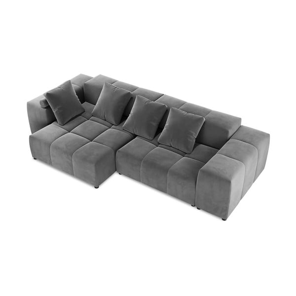 Szürke bársony sarokkanapé (variálható) Rome Velvet - Cosmopolitan Design-image-3