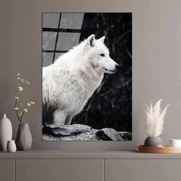 Üveg kép 70x100 cm White Wolf – Wallity-image-1
