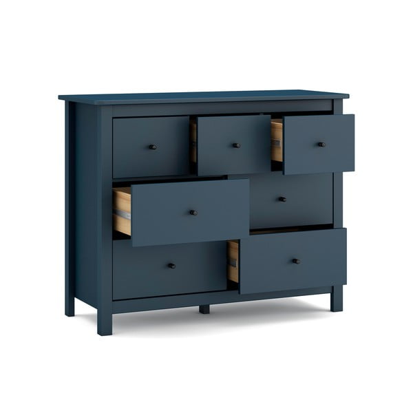 Sötétkék borovi fenyő alacsony komód 110x80 cm Misti – Marckeric-image-3