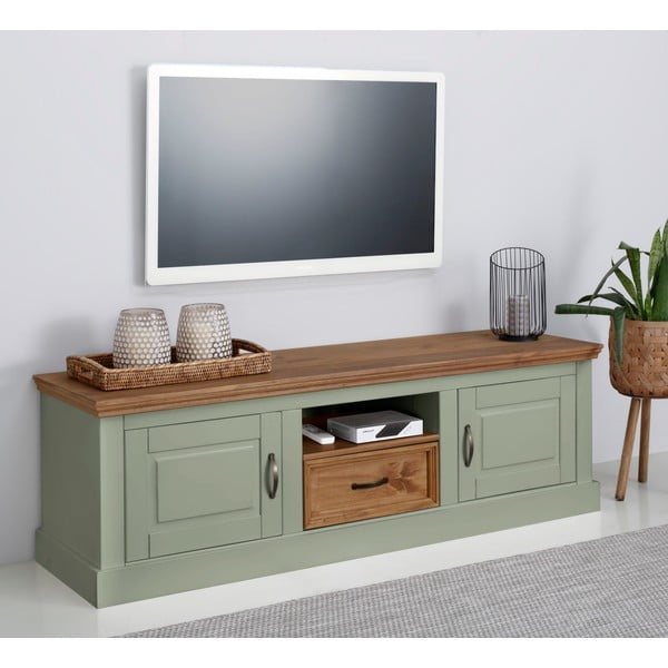 Világoszöld borovi fenyő TV-állvány 160x50 cm Selma – Støraa-image-1