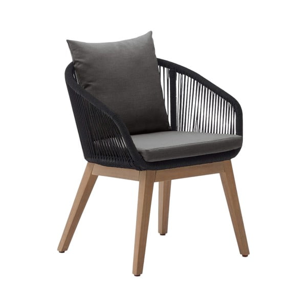 Fekete tömörfa kerti fotel Portalo – Kave Home