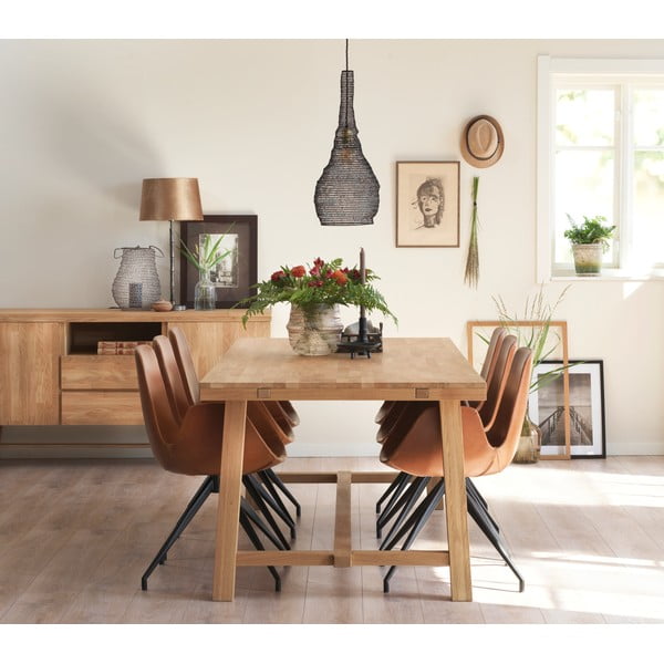 Brooklyn csiszolt tölgyfa étkezőasztal, 220 x 95 cm - Rowico-image-3