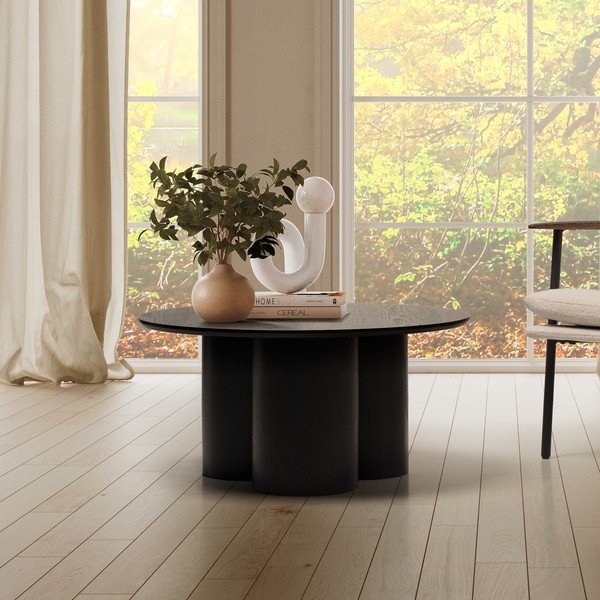 Fekete kerek dohányzóasztal ø 80 cm Lua – MOME-image-1