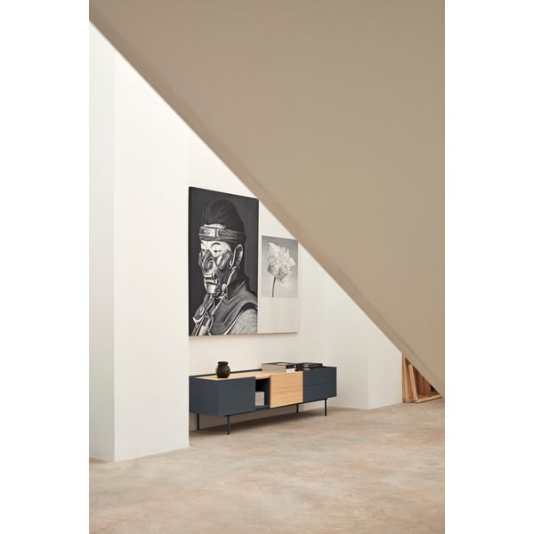 Antracitszürke-natúr színű TV-állvány tölgyfa dekorral 180x45 cm Otto – Teulat-image-1