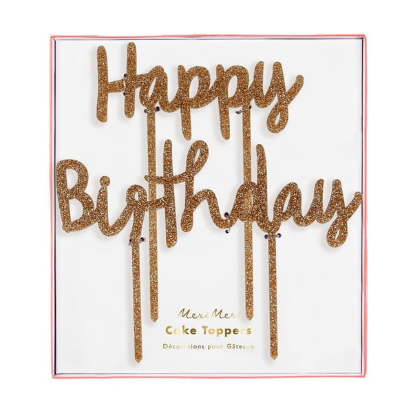 Beszúrható torta felirat szett 2 db-os Happy Birthday – Meri Meri
