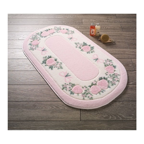 Confetti Bathmats Rose rózsaszín-fehér fürdőszobai szőnyeg, 57 x 100 cm