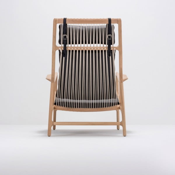 Dedo fotel tömör tölgyfa konstrukcióval, fekete bivalybőr ülőpárnával - Gazzda-image-3