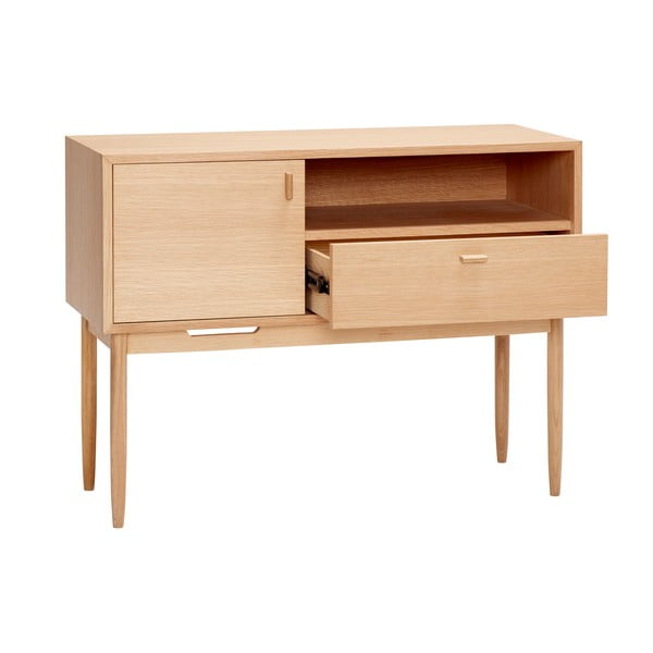 Natúr színű magas komód tölgyfa dekorral 100x75 cm Cube – Hübsch-image-2