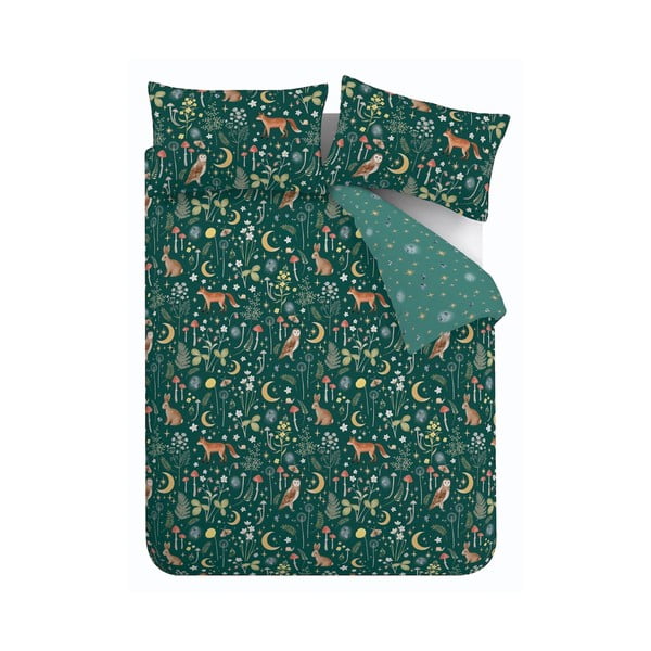 Sötétzöld kétszemélyes hosszabbított ágyneműhuzat 230x220 cm Enchanted Twilight – Catherine Lansfield