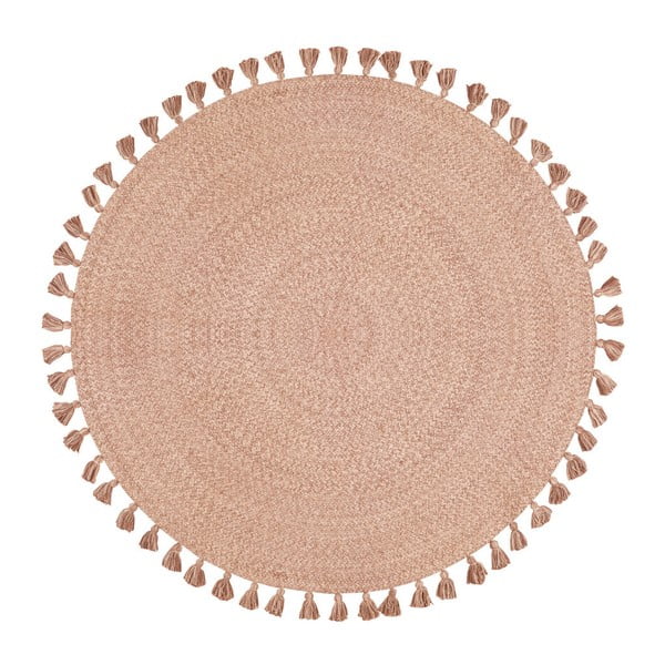 Rózsaszín kézzel szőtt szőnyeg, Ø 120 cm, pamut - Nattiot