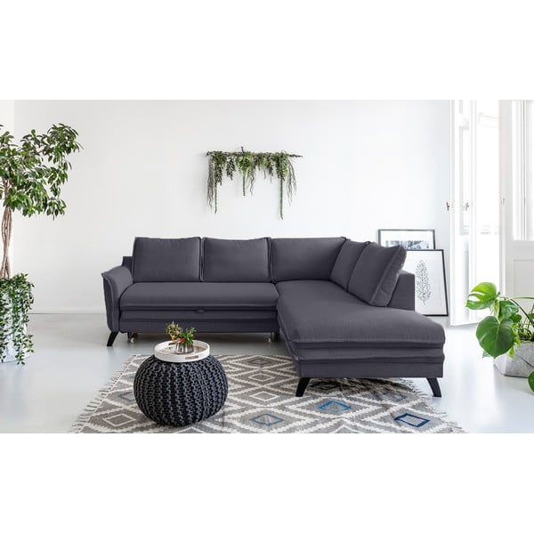Charming Charlie L antracit kinyitható sarokkanapé, jobb oldali - Miuform-image-1