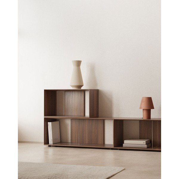 Natúr színű moduláris polcrendszer szett  diófa dekorral 6 db-os 168x114 cm Litto – Kave Home-image-1