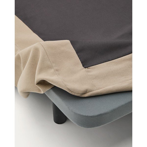 Szürkésbarna kárpitozott franciaágy ágytámla nélkül 180x200 cm Jaira – Kave Home-image-3