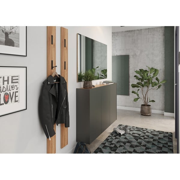 Antracitszürke függő szekrény tölgyfa dekorral 138x87x25 cm Libbiano – Germania-image-1