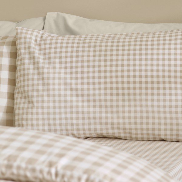 Bézs egyszemélyes ágyneműhuzat 135x200 cm Bamford Gingham Check – Catherine Lansfield-image-4