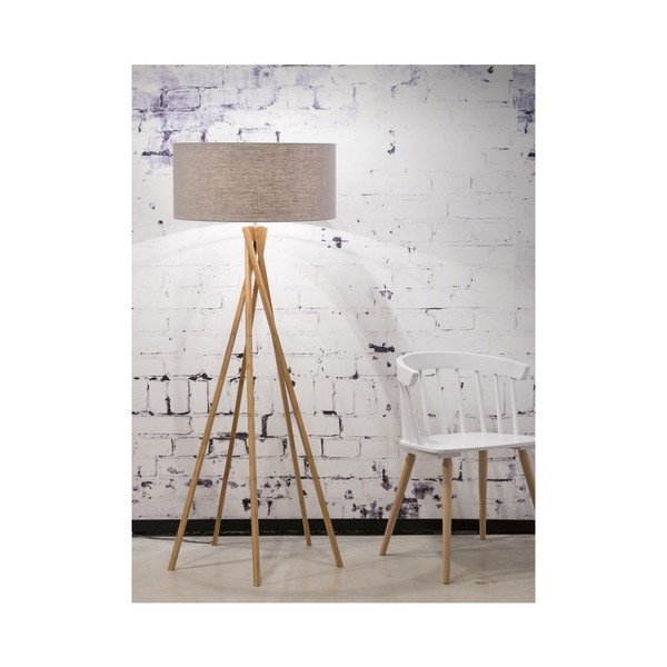 Kilimanjaro állólámpa világosszürke búrával és bambusz lámpatesttel - Good&Mojo-image-1