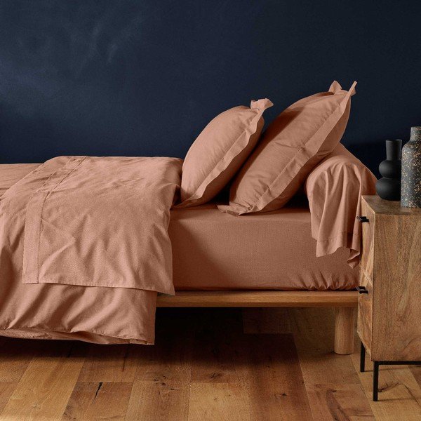 Lazacszínű gumis pamut lepedő 160x200 cm Lina – douceur d'intérieur-image-1