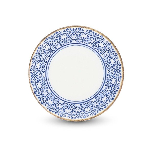 Fehér-kék desszertes porcelán tányér ø 16 cm Azul – BonBistro