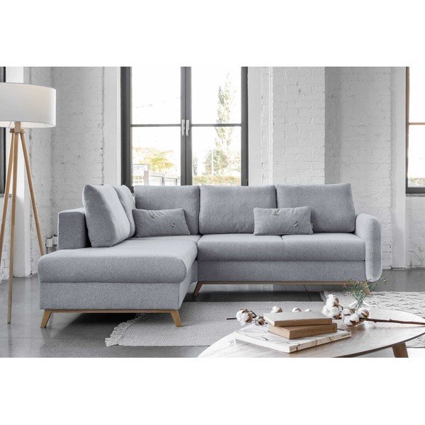 Scandic Lagom L világosszürke kinyitható kanapé, bal oldalas - Miuform-image-1