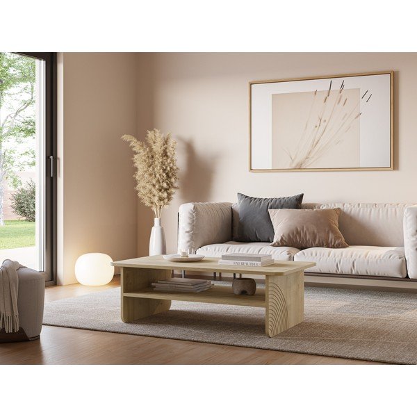 Natúr színű dohányzóasztal tölgyfa dekoros asztallappal 60x110 cm Daira – Marckeric-image-1