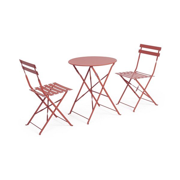 Terrakotta színű acél kétszemélyes kerti étkezőgarnitúra Austin – Bizzotto-image-2