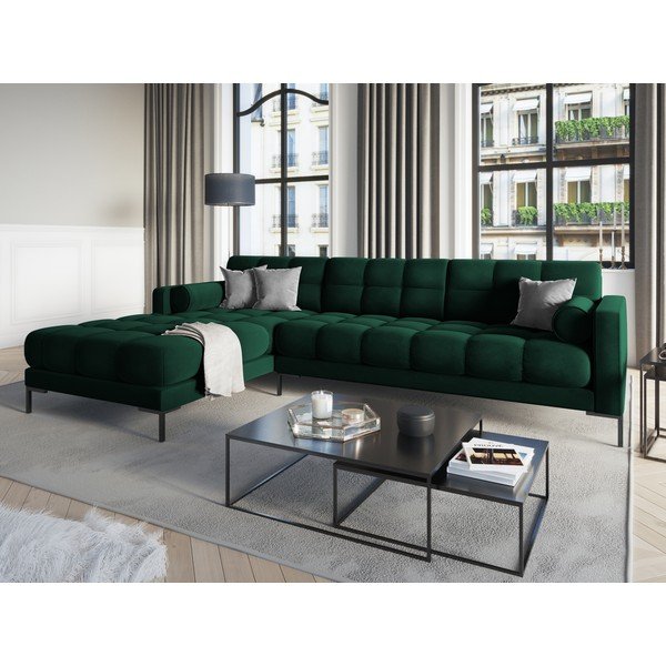 Bali sötétzöld bársony sarokkanapé, bal oldali - Cosmopolitan Design-image-1