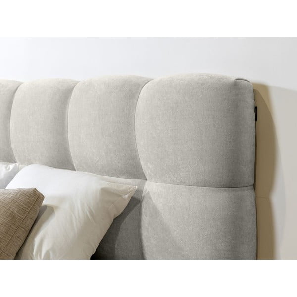 Világosszürke kárpitozott franciaágy ágyráccsal 160x200 cm Kumo – Bobochic Paris-image-1