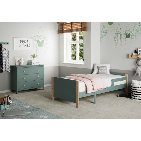 Petróleumkék borovi fenyő alacsony gyerek komód 100x80 cm Max – Marckeric-image-1