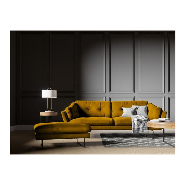 Gravity sárga bársony puff - Windsor & Co Sofas-image-3