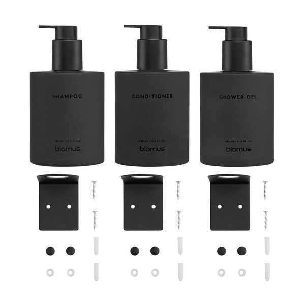 Fekete fali üveg szappanadagoló készlet 3 db-os 350 ml Kirei – Blomus-image-4