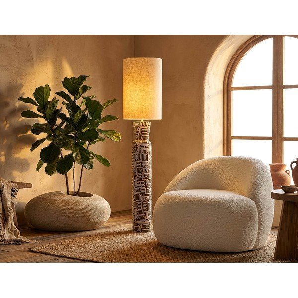 Fekete-krémszínű állólámpa textil búrával (magasság 145 cm) Nairobi – Mauro Ferretti-image-1