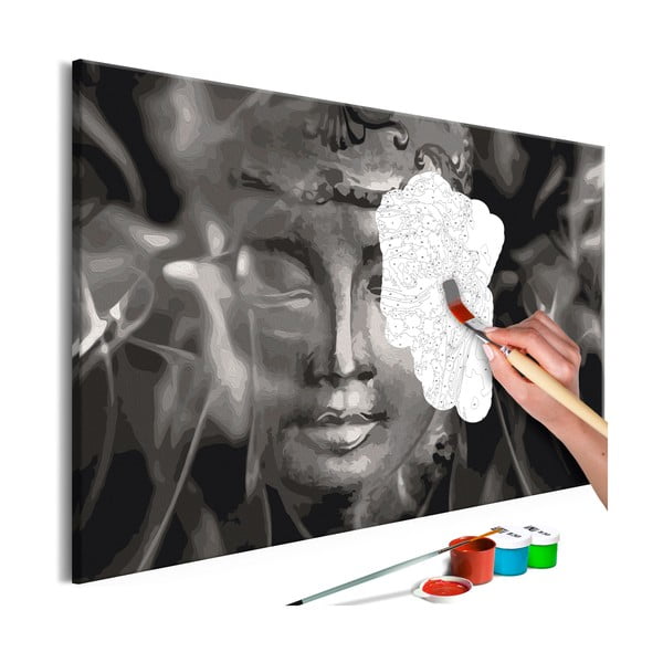 Buddha in Black and White DIY készlet, saját vászonkép festése, 60 x 40 cm - Artgeist