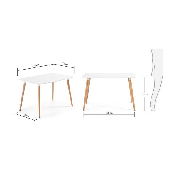 Daw bükkfa étkezőasztal, 120 x 75 cm - Kave Home-image-3