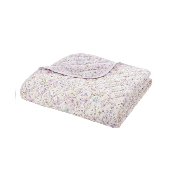 Levendula színű-bézs pamut steppelt ágytakaró 220x230 cm Ditsy Floral – Bianca