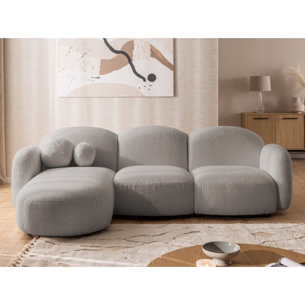 Szürke buklé sarokkanapé (bal oldali-heverő résszel) Orbit – Ropez-image-1