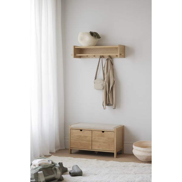 Natúr színű tölgyfa fali fogas polccal Hillmond – Rowico-image-3