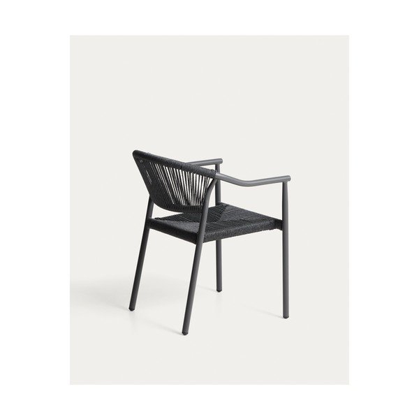 Sötétszürke rattan kerti szék Livadia – Kave Home-image-1