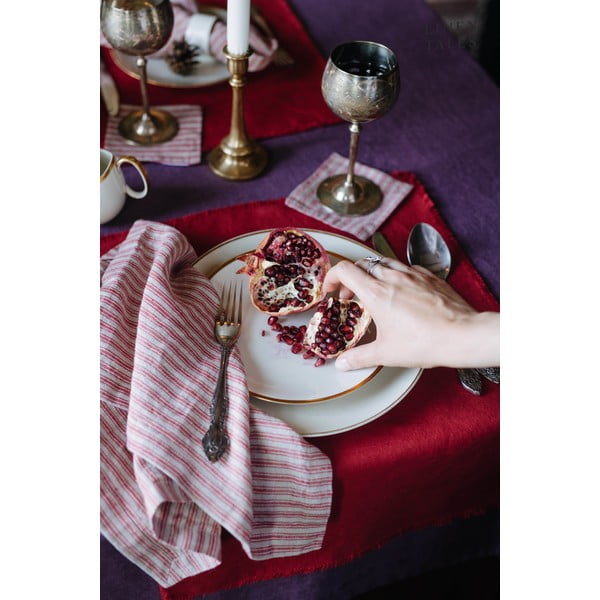 Piros-natúr színű poháralátét szett 4 db-os – Linen Tales-image-2