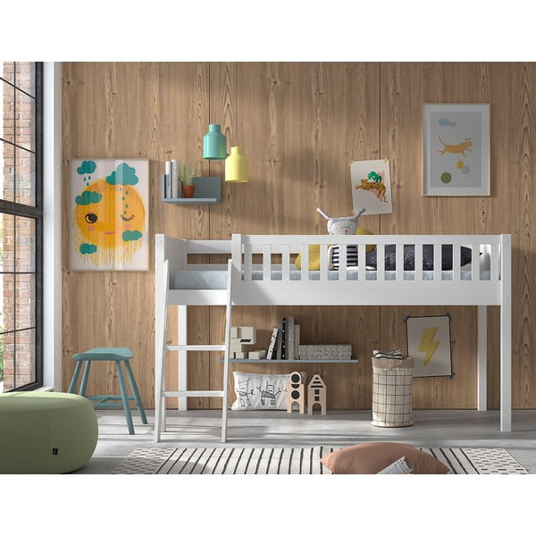 Fehér magasított borovi fenyő gyerekágy 90x200 cm SCOTT – Vipack-image-3