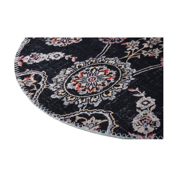 Fekete mosható kerek szőnyeg ø 100 cm – Vitaus-image-2
