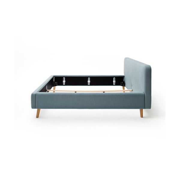 Szürkéskék kárpitozott franciaágy ágyrács nélkül 160x200 cm Mattis – Meise Möbel-image-4