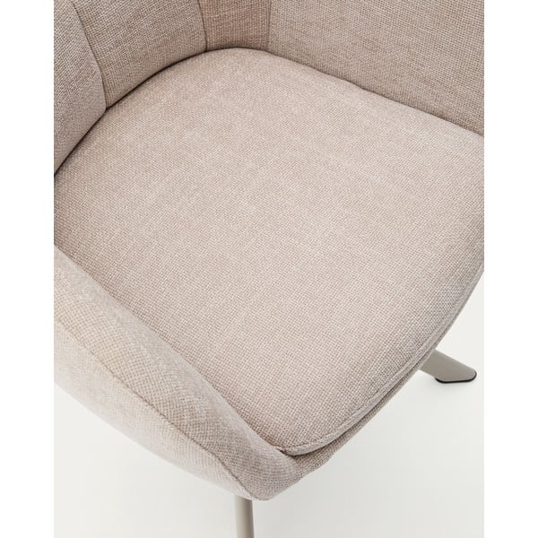 Bézs kárpitozott karfás étkezőfotel Dorina – Kave Home-image-4