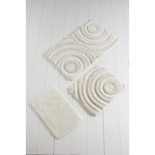 Bézs fürdőszobai kilépő szett 3 db-os 60x100 cm Wave – Foutastic-image-1