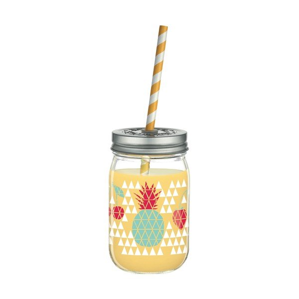 Kathrin Stockebrand Pineapple üvegpohár tetővel és szívószállal, 445 ml - Ritzenhoff