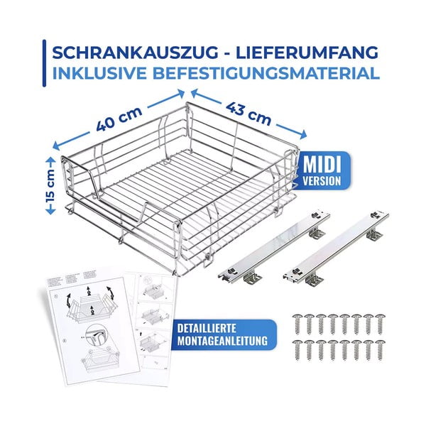 Slide rozsdamentes acél kihúzható polc, 51 x 40 cm - Maximex-image-4
