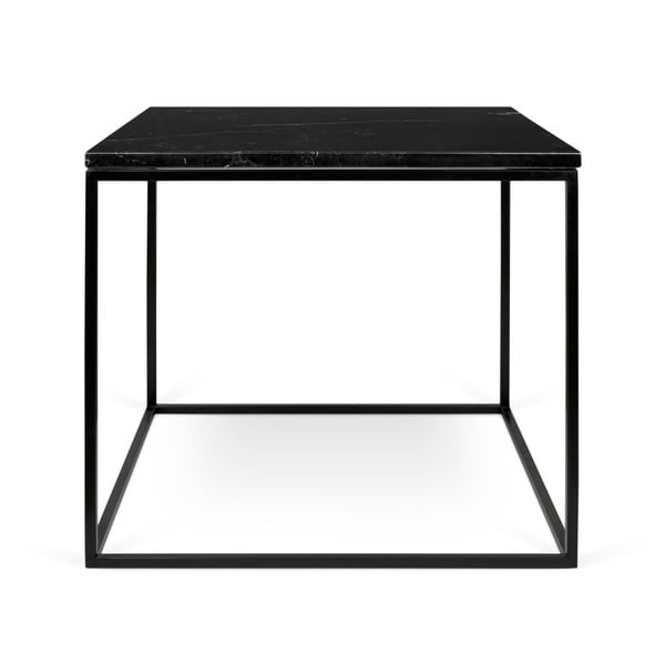 Gleam fekete márvány dohányzóasztal fekete lábakkal, 50 x 50 cm - TemaHome