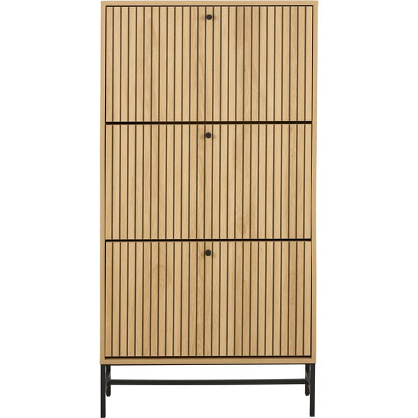 Natúr színű billenő ajtós cipőtartó tölgyfa dekorral 72x140x25 cm Albany  – Actona-image-3