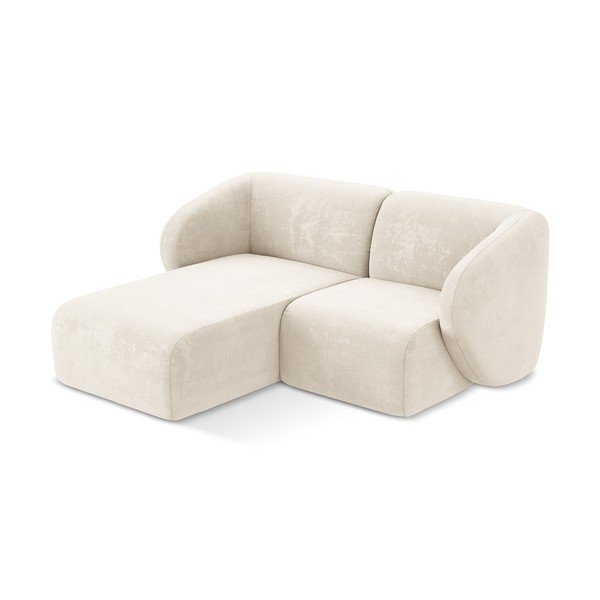 Bézs zsenília sarokkanapé (bal oldali-heverő résszel) Lani – Makamii-image-2
