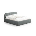 Sötétszürke kárpitozott ágyneműtartós franciaágy ágyráccsal 140x200 cm Juno – Windsor & Co Sofas