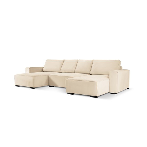 Azalea bézs kordbársony kinyitható U alakú kanapé - Mazzini Sofas-image-2